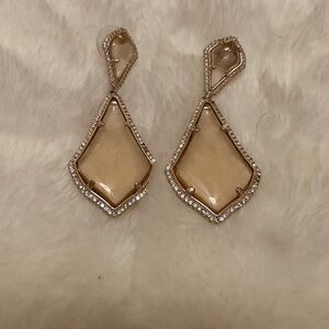 KS Peach and Rhinestone Drop Earrings